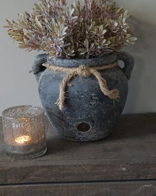 Brynxz Plantenbak Twee Oren Met Touw Basalt | H27xB21 cm