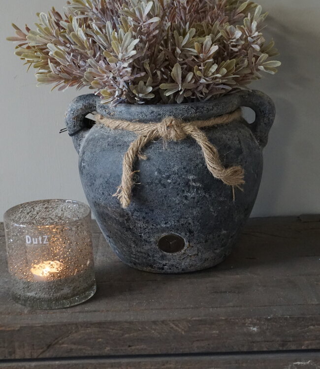 Brynxz Plantenbak Twee Oren Met Touw Basalt | H27xB21 cm