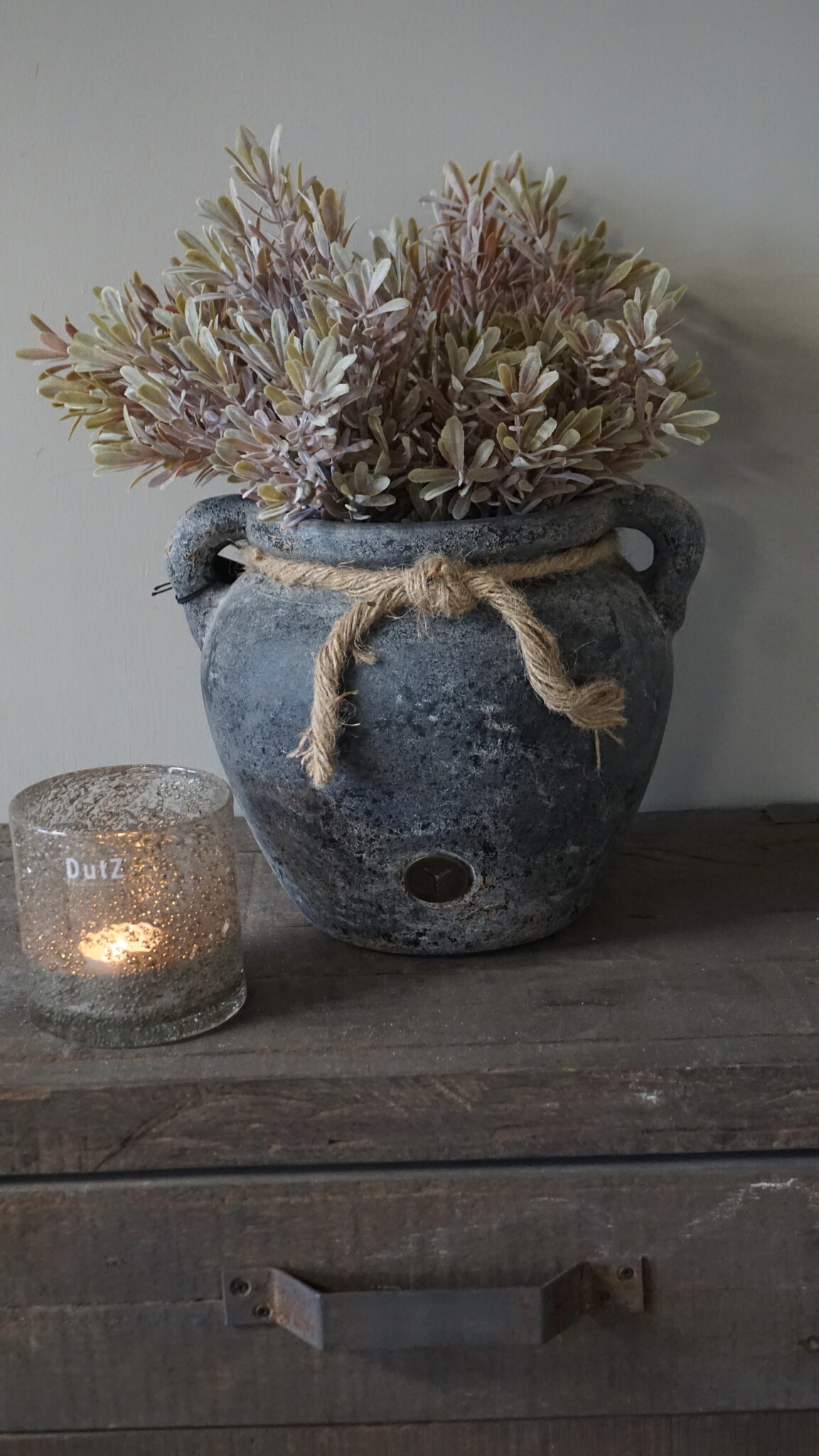 Brynxz Plantenbak Twee Oren Met Touw Basalt | H27xB21 cm