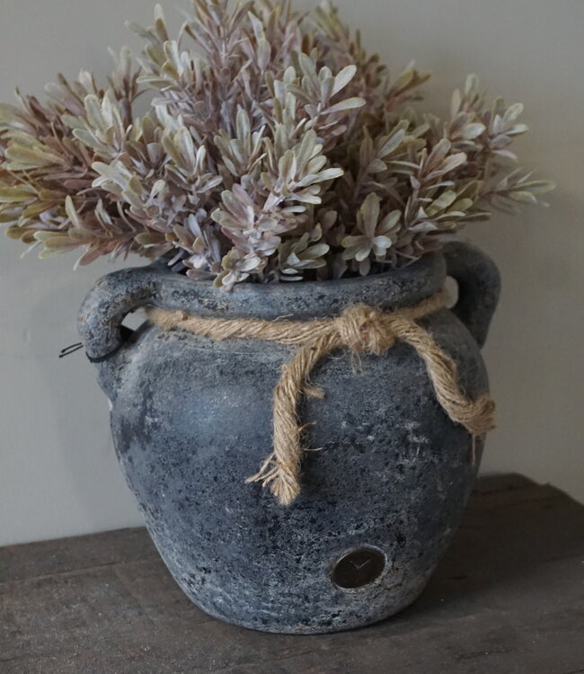 Brynxz Plantenbak Twee Oren Met Touw Basalt | H27xB21 cm