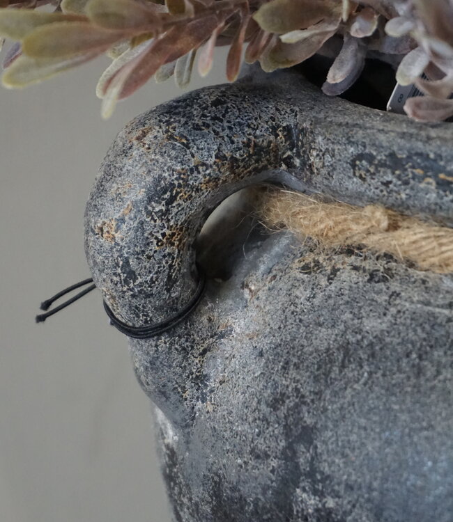 Brynxz Plantenbak Twee Oren Met Touw Basalt | H27xB21 cm