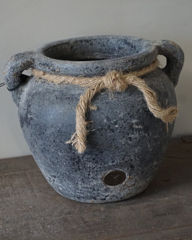 Brynxz Plantenbak Twee Oren Met Touw Basalt | H27xB21 cm
