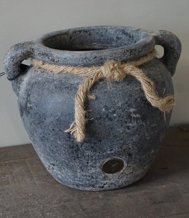 Brynxz Plantenbak Twee Oren Met Touw Basalt | H27xB21 cm