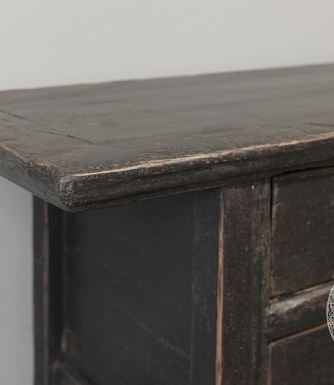 Be-Uniq Oud Dressoir Laag | Zwart | H48xB159xD41 cm