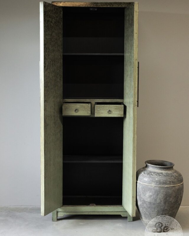 Be-Uniq 2-Deurs Kast | Antiek Groen | H225xB85xD43 cm