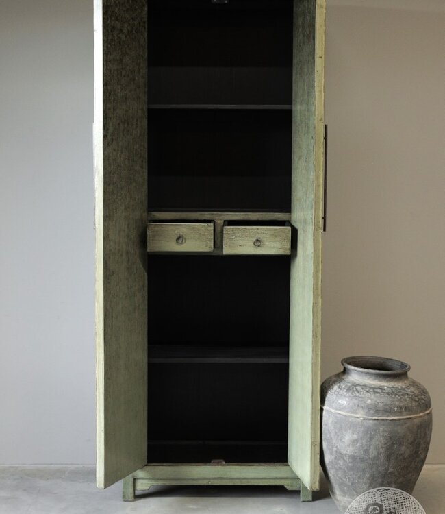 Be-Uniq 2-Deurs Kast | Antiek Groen | H225xB85xD43 cm