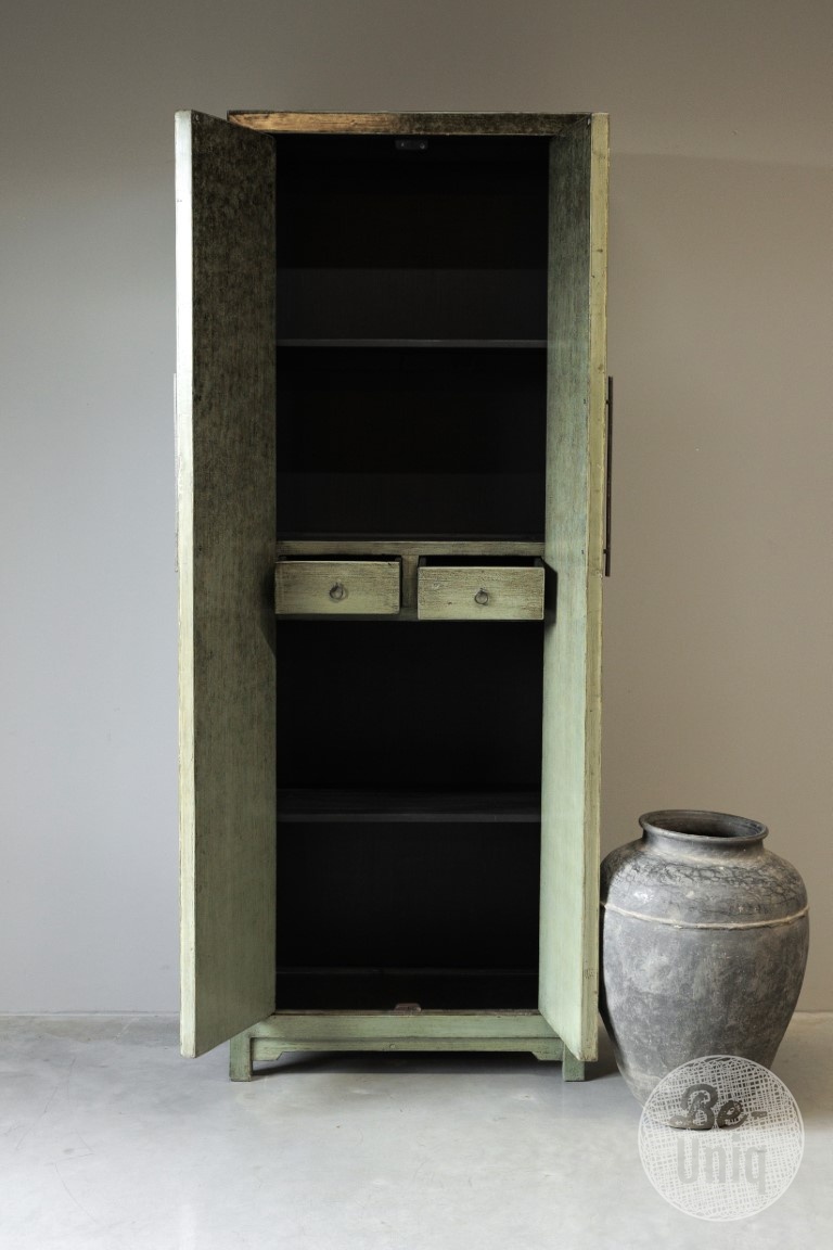 Be-Uniq 2-Deurs Kast | Antiek Groen | H225xB85xD43 cm