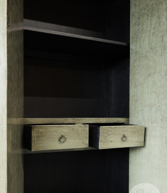 Be-Uniq 2-Deurs Kast | Antiek Groen | H225xB85xD43 cm