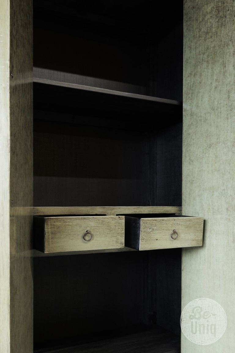 Be-Uniq 2-Deurs Kast | Antiek Groen | H225xB85xD43 cm