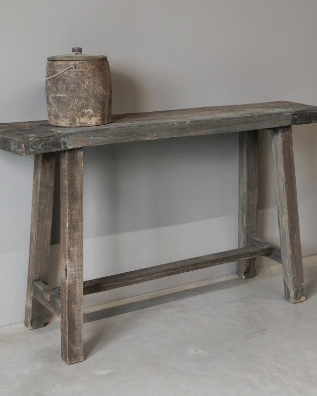 Be-Uniq Sidetable Organisch | Oud Hout | H86xB152xD34 cm