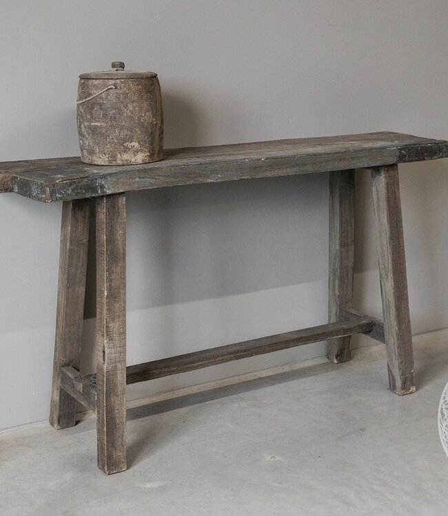 Be-Uniq Sidetable Organisch | Oud Hout | H86xB152xD34 cm