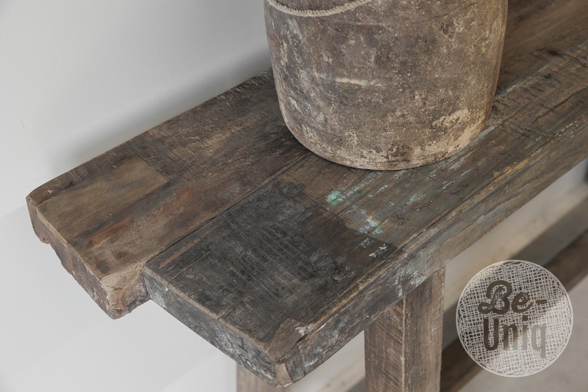 Be-Uniq Sidetable Organisch | Oud Hout | H86xB152xD34 cm