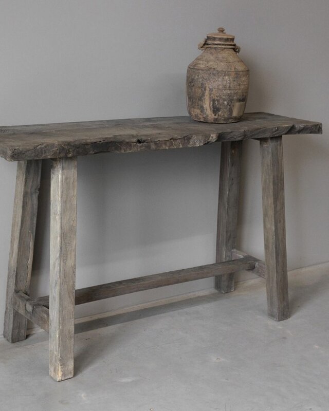 Be-Uniq Sidetable Organisch | Oud Hout | H85xB143xD44 cm