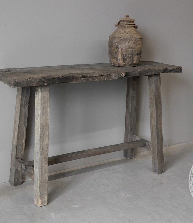 Be-Uniq Sidetable Organisch | Oud Hout | H85xB143xD44 cm