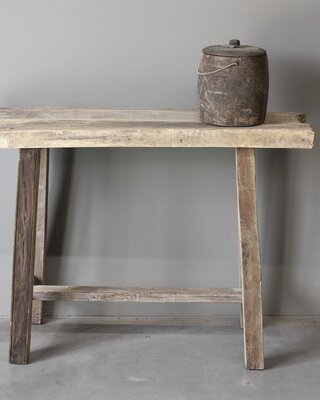 Be-Uniq Sidetable Organisch | Oud Hout | H85xB120xD37 cm