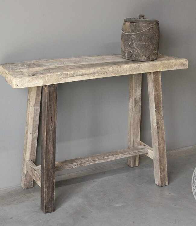 Be-Uniq Sidetable Organisch | Oud Hout | H85xB120xD37 cm