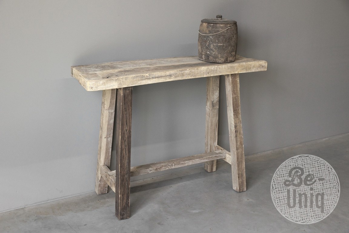Be-Uniq Sidetable Organisch | Oud Hout | H85xB120xD37 cm