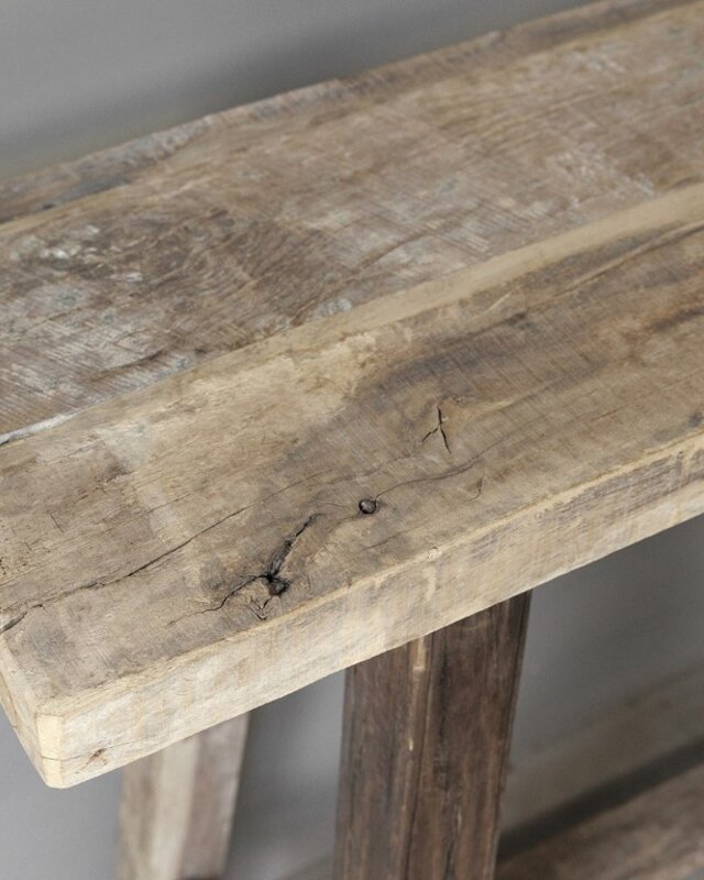 Be-Uniq Sidetable Organisch | Oud Hout | H85xB120xD37 cm