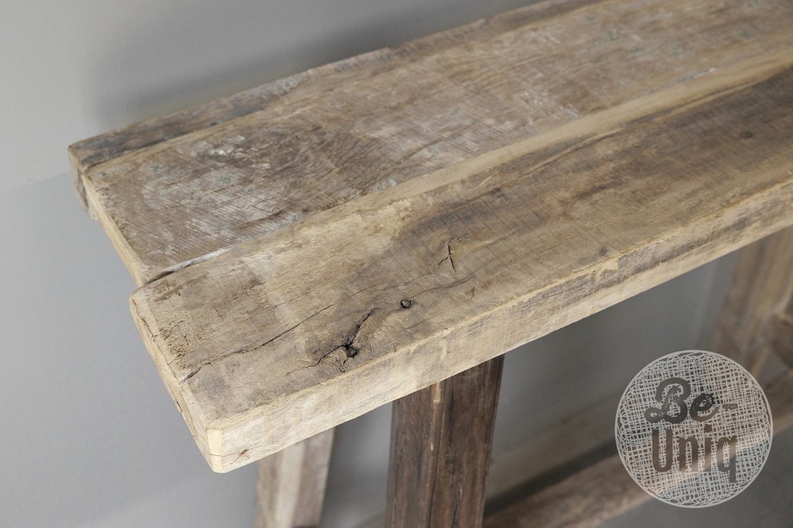 Be-Uniq Sidetable Organisch | Oud Hout | H85xB120xD37 cm