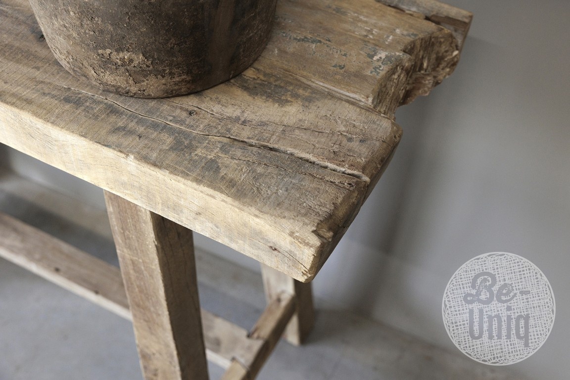 Be-Uniq Sidetable Organisch | Oud Hout | H85xB120xD37 cm