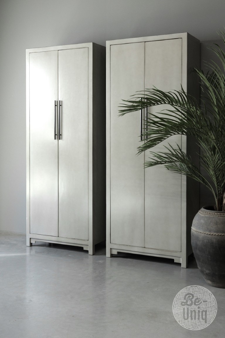Be-Uniq 2-Deurs Kast Fancy | Licht Grijs | H225xB85xD43 cm