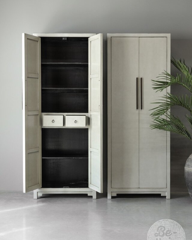 Be-Uniq 2-Deurs Kast Fancy | Licht Grijs | H225xB85xD43 cm