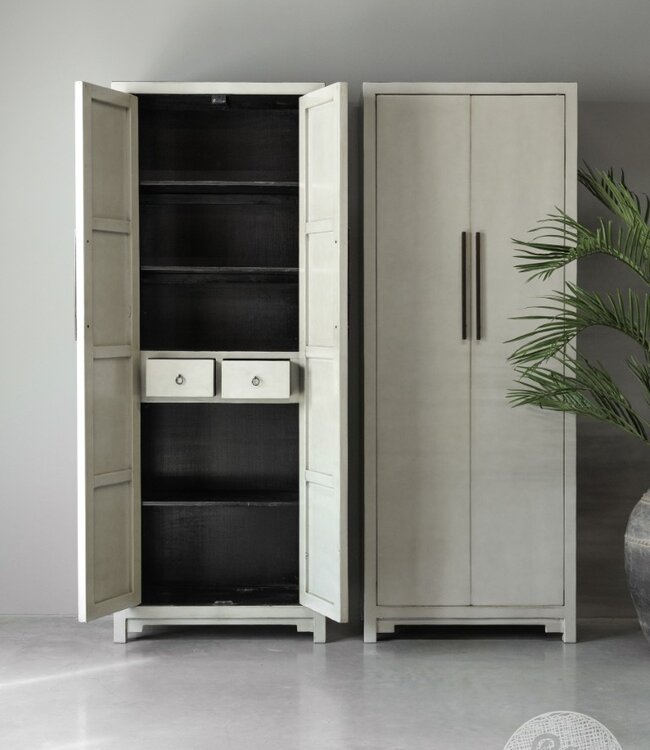 Be-Uniq 2-Deurs Kast Fancy | Licht Grijs | H225xB85xD43 cm