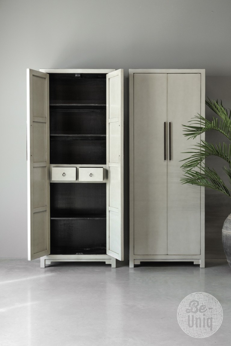 Be-Uniq 2-Deurs Kast Fancy | Licht Grijs | H225xB85xD43 cm