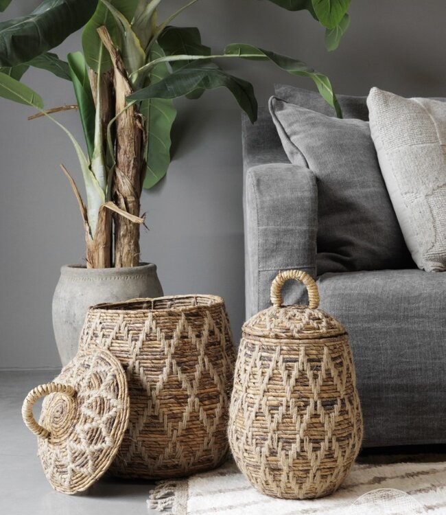 Be-Uniq Set Van 2 Manden Met Deksel | Bananenblad