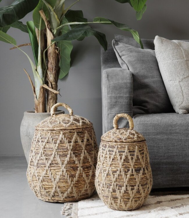 Be-Uniq Set Van 2 Manden Met Deksel | Bananenblad