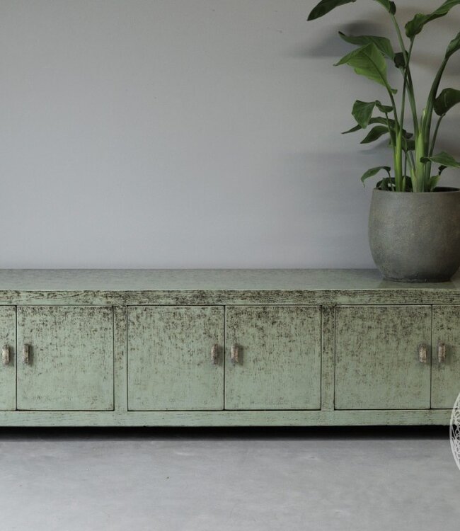 Be-Uniq Tv Dressoir Oud Hout | Antiek Groen | H50 x B200 x D45 cm