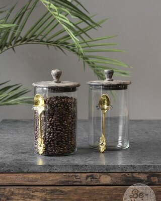 Be-Uniq Glazen Voorraad Pot Met Lepel | Set Van 2