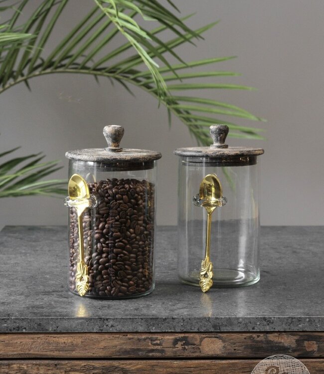 Be-Uniq Glazen Voorraad Pot  Met Lepel | Set Van 2