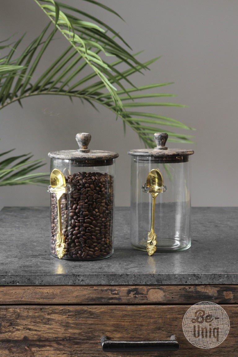 Be-Uniq Glazen Voorraad Pot Met Lepel | Set Van 2
