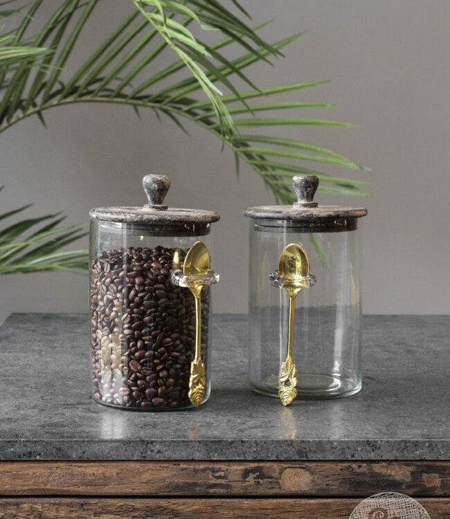 Be-Uniq Glazen Voorraad Pot  Met Lepel | Set Van 2