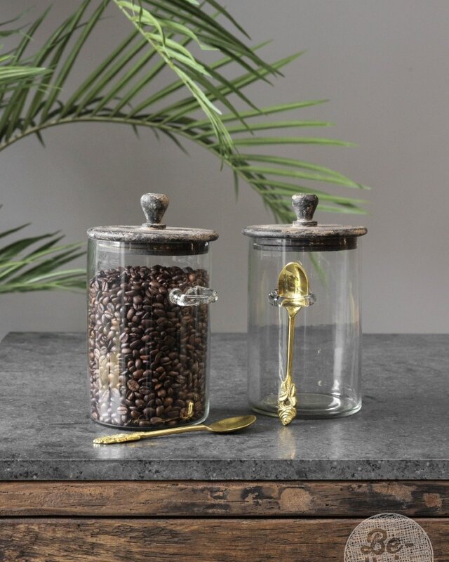 Be-Uniq Glazen Voorraad Pot Met Lepel | Set Van 2