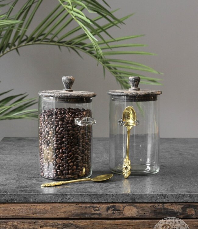 Be-Uniq Glazen Voorraad Pot  Met Lepel | Set Van 2