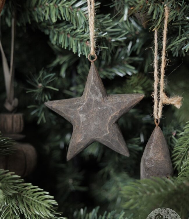 Be-Uniq Kerstornament | Houten Ster | Set Van 10 | Small