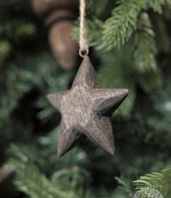 Be-Uniq Kerstornament | Houten Ster | Set Van 10 | Small
