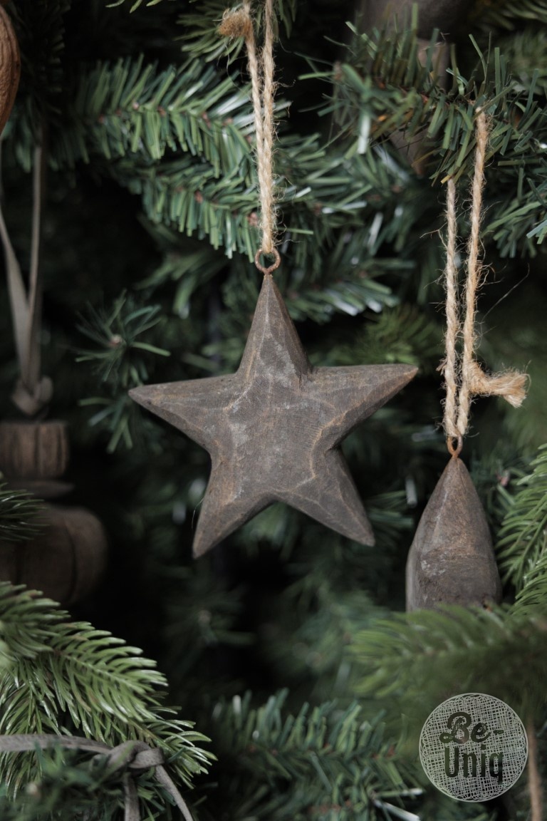 Be-Uniq Kerstornament | Houten Ster | Set van 10 | Large