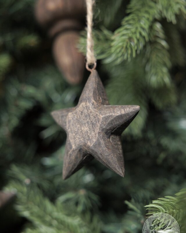 Be-Uniq Kerstornament | Houten Ster | Set van 10 | Large