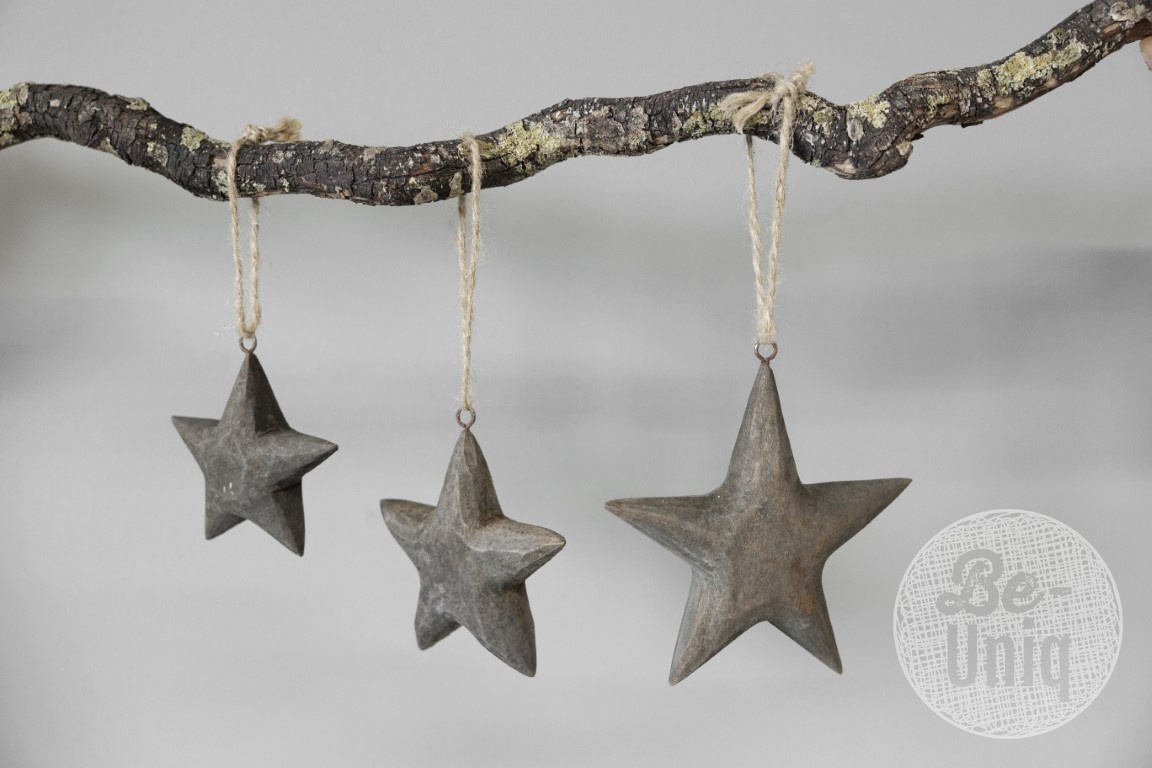Be-Uniq Kerstornament | Houten Ster | Set van 10 | Large