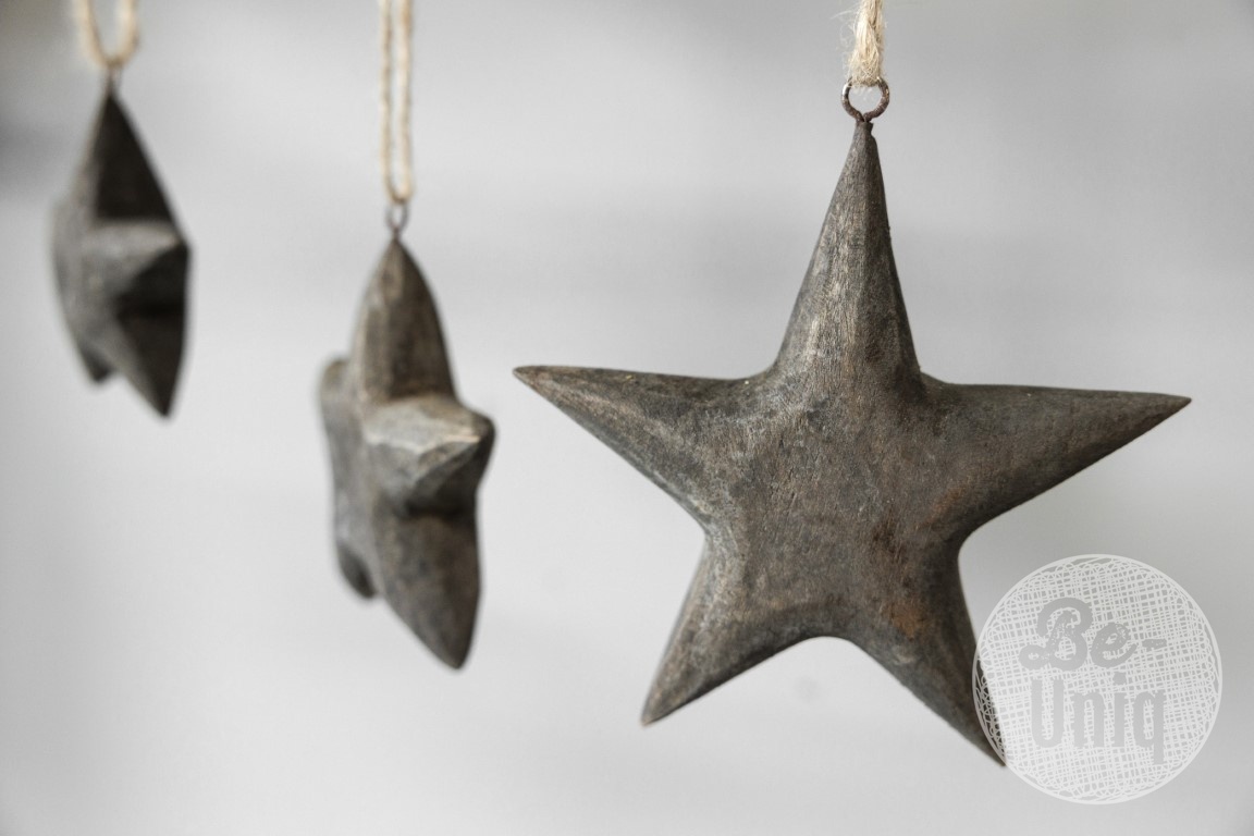 Be-Uniq Kerstornament | Houten Ster | Set van 10 | Large