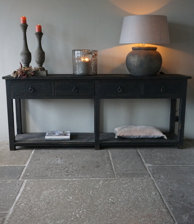 Rene Houtman Zwart Dressoir | Oud Hout | H90 x B220 x D45 cm