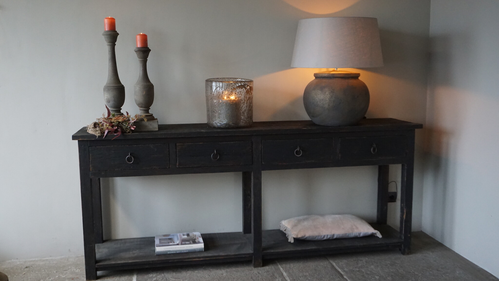 Rene Houtman Zwart Dressoir | Oud Hout | H90 x B220 x D45 cm