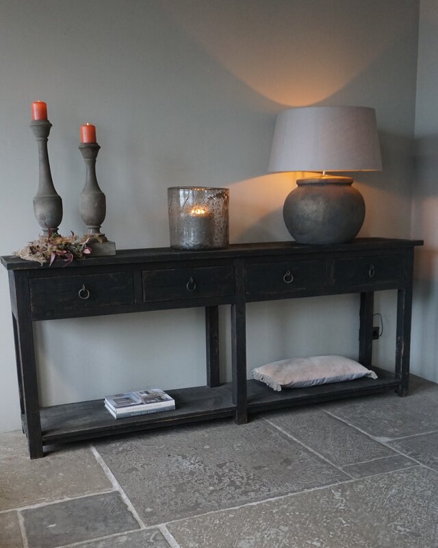 Rene Houtman Zwart Dressoir | Oud Hout | H90 x B220 x D45 cm