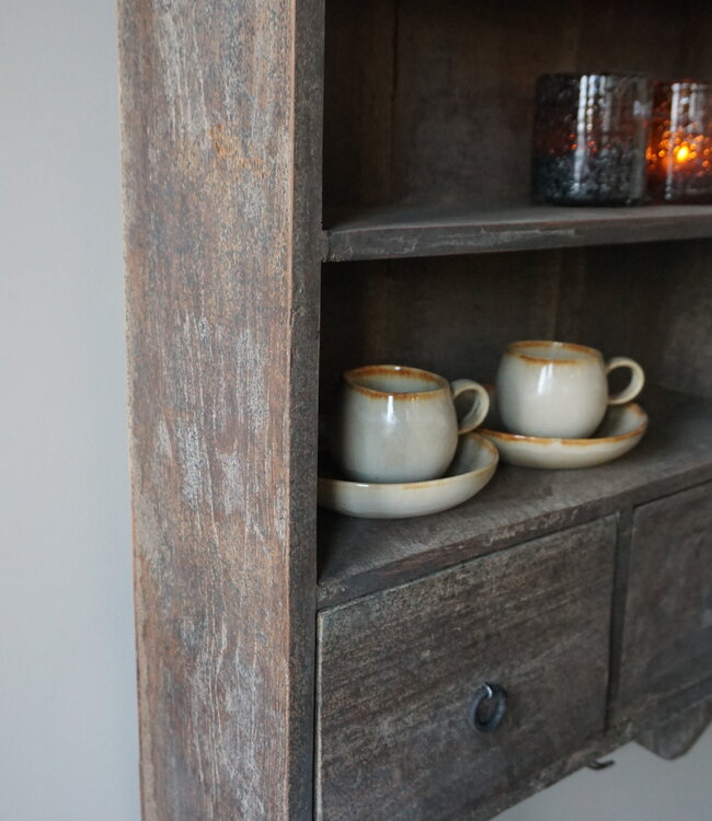 Be-Uniq Wandrek | Verweerd Teakhout | 3 Haakjes | H83 cm