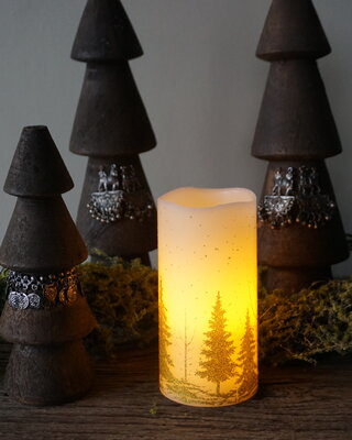 PTMD LED kaars Met Print | Goud | L | H15 x D7,5 cm