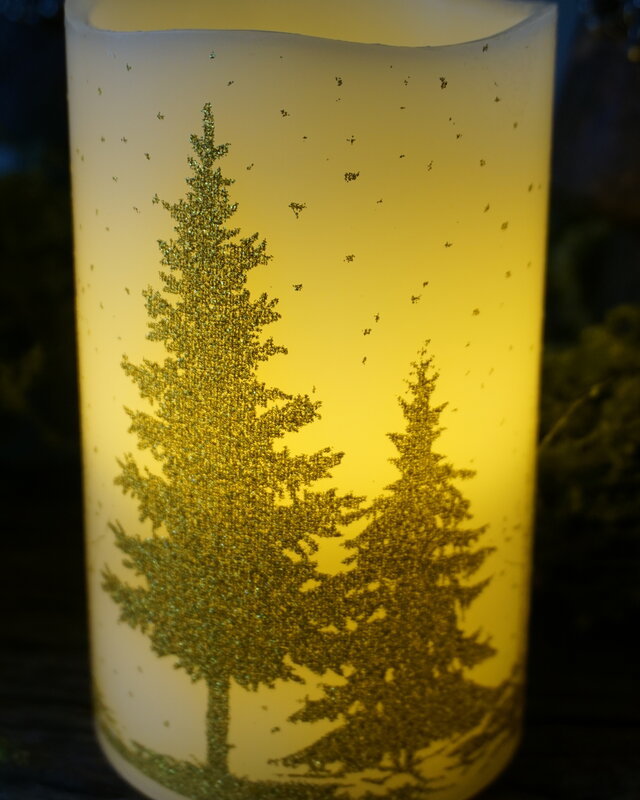 PTMD LED kaars Met Print | Goud | M | H12,5 x D7,5 cm