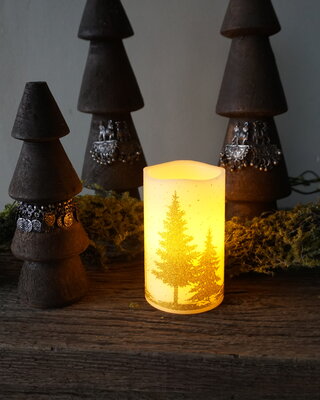 PTMD LED kaars Met Print | Goud | M | H12,5 x D7,5 cm